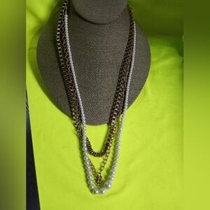 Goldtone j.crew chain faux pearl necklace